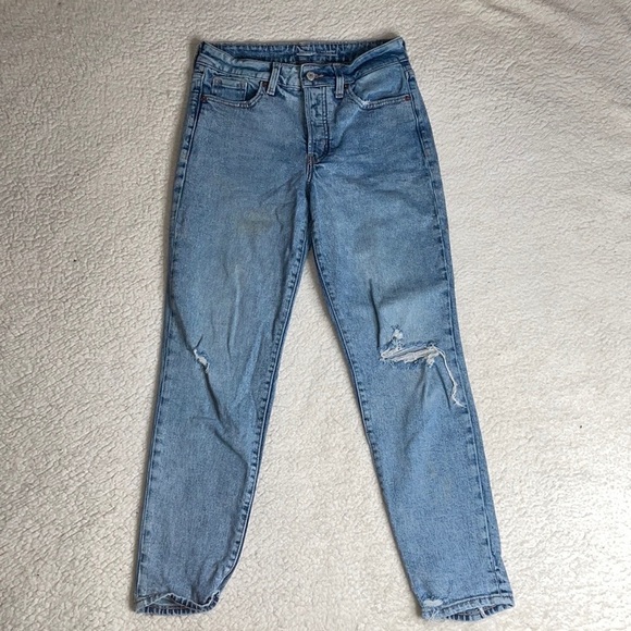 Old Navy Jeans Distressed Denim OG Straight High Rise secret slim pockets Size 2 - Picture 1 of 10